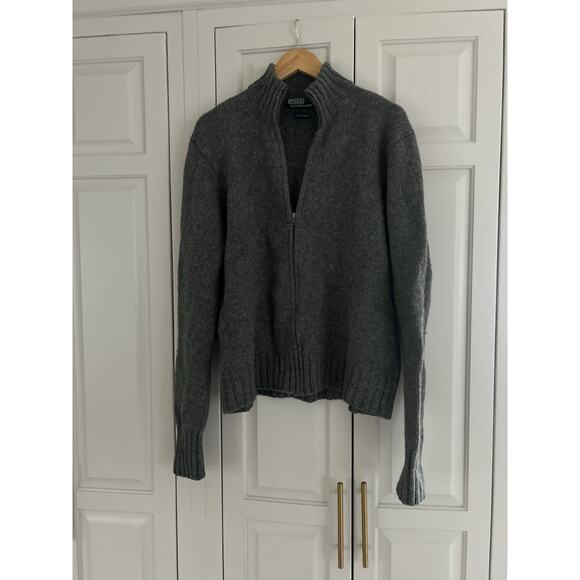 Vintage Polo Ralph Lauren Cardigan Sweater Mens Medium Gray Wool Zip Pockets - Picture 4 of 4